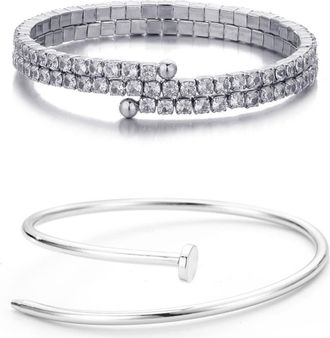 Adornia Set of 2 Assorted Bracelets in Silver at Nordstrom Rack