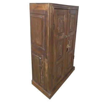 Wanderlust Deco Armario de madera artesanal marrón 86x34x140h