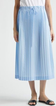 Toteme Drawstring Waist Pleated Midi Skirt in Light Blue at Nordstrom, Size 38