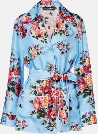 Dolce & Gabbana Floral belted silk blouse