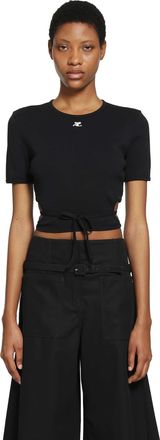 Courr&egrave;ges Cropped Cut-Out Jeresy T-Shirt