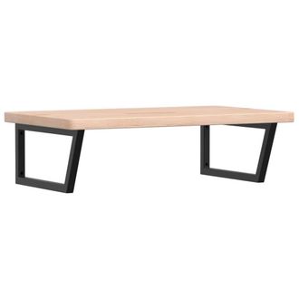 Berkfield Home Basin Shelf Wall Mounted Steel & Solid Wood Oak in Light Oak