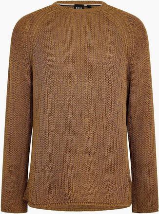 HUGO BOSS Mens Crew Neck Raglan Sleeve Sweater - Cream - Size: 44