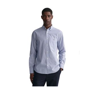 GANT Clic Banker gestreept overhemd van Gant - Heren - Casual Overhemden - Blauw - XL - Katoen - Overhemden