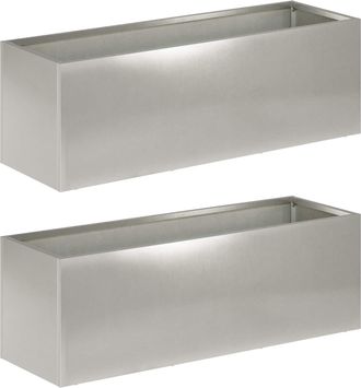 vidaXL Macetero De Jard&iacute;n 2 Uds. Plateado 40 X 20 X 20 Cm Vidaxl