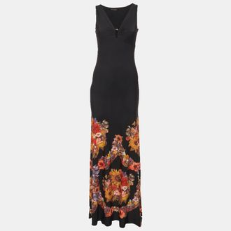 Roberto Cavalli Multicolor Stretch Jersey Knit Maxi Dress