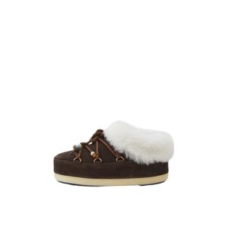 Moon Boot Winter Boots, female, Brown, 2 UK, Suede Mule with Faux-Fur Lining