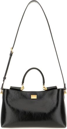 Dolce & Gabbana Vittoria Leren Tote Tas - Dames - Schoudertassen - Zwart - ONE Size - Leer - Tassen