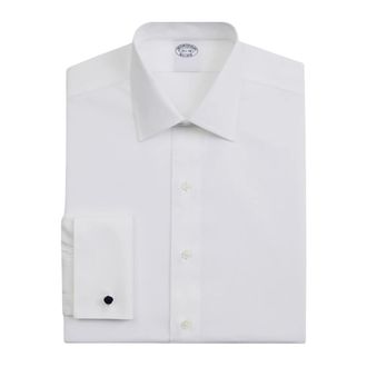 Brooks Brothers Wit Regular Fit Non-Iron Stretch Katoenen Dress Shirt met Ainsley Kraag - Heren - Zakelijke Overhemden - Wit - XS - Katoen - Overhemden