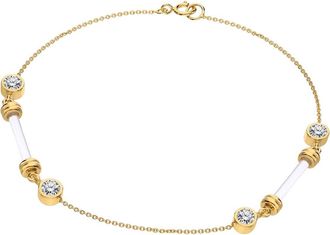 Gold & Honey Womens Ultra Dainty Bar And Cz Lucite Bracelet In Gold