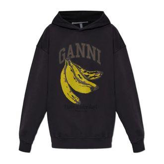 Ganni Oversize Sweatshirt - Dames - Hoodies - Zwart - 2XS - Katoen - Hoodies & sweatvesten