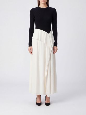 SIMKHAI Ornella Ribbed-Knit Jersey Long Sheath Dress with Collar and Zip