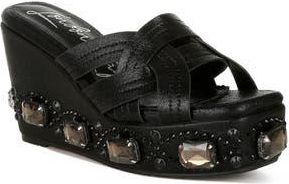 London Rag Blistronic Platform Wedge Sandal in Black at Nordstrom Rack, Size 10