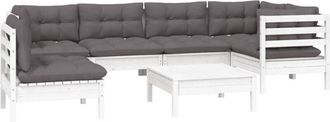 vidaXL Vidaxl - Muebles De Jard&iacute;n 7 Pzas Con Cojines Blanco Madera De Pino