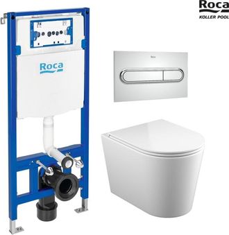 Roca Bastidor Empotrado Roca Duplo One Pack Cisterna Y Pulsador Pl1 Cromo Brillo Con Inodoro Suspendido Vortex Orion Blanco Brillo De Koller Pool