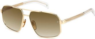 David Beckham Sunglasses Geometric Full Rim, Gold/crystal Frame And Brown Gradient Lens Db7102/s0Lojha