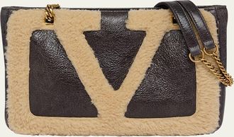 Valentino Garavani Viva Superstar Small Shearling VLogo Tote Bag