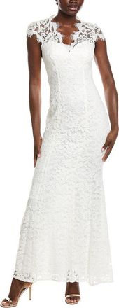 Eliza J Illusion Neck Cap Sleeve Gown