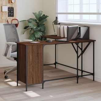 vidaXL Escritorio Madera De Ingenier&iacute;a Roble Marr&oacute;n 141x141x75 Cm Vidaxl