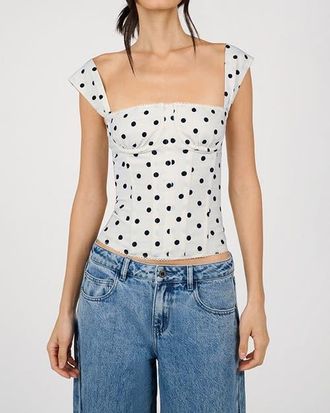 WeWoreWhat Ruched Cup Corset in White/black Multi at Nordstrom, Size 12