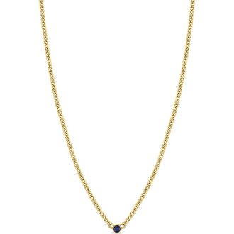 Zo&euml; Chicco Bezel Blue Sapphire Pendant Necklace in Yellow Gold at Nordstrom, Size 16