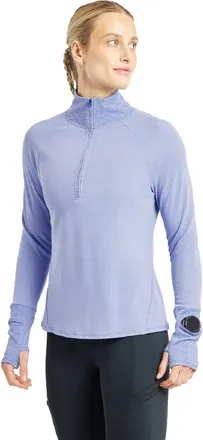 Oiselle Womens Flyout Wool Half-Zip Blue XS