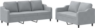 vidaXL Vidaxl - Juego De Sof&aacute;s Con Cojines 2 Piezas Tela Gris Claro