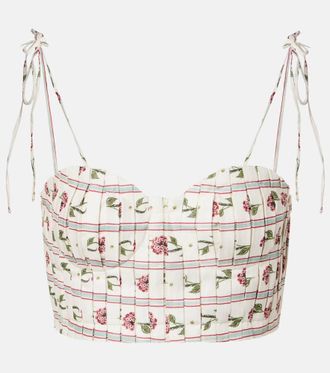 Agua Bendita Morgina floral linen top