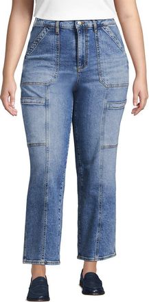 Lands End Denim High Rise Utility Cargo Ankle Jeans in Beau Blue at Nordstrom, Size 16W