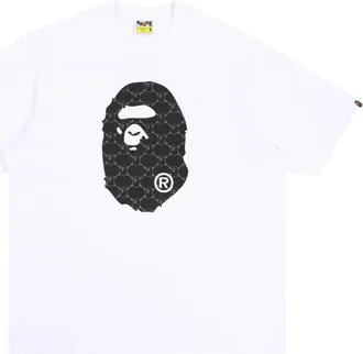 A Bathing Ape College Monogram Ape Head Relaxed Fit T-Shirt White 1L30-110-334-WHT