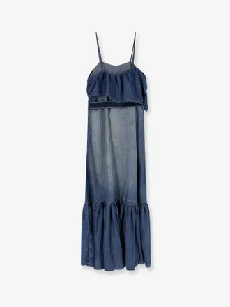Pinko Womens Dress Chiarodiluna Denim Blue Lyocell