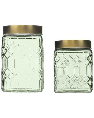 10 Strawberry Street Set of 2 Lenox Textured Graduated Glass Canisters