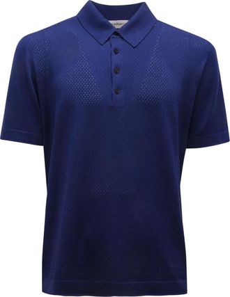 Goes Botanical Polo in lana merino traforata - - Tops - Uomo - Blu - L