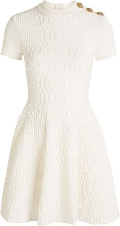 Balmain Textured Knit Mini Dress - Natural - 38 (UK10 / S)