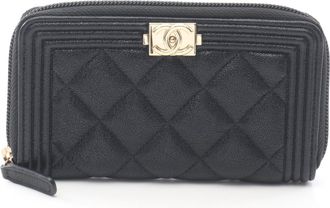 Chanel Black Leather Wallet (Bi-Fold) (Pre-Owned)
