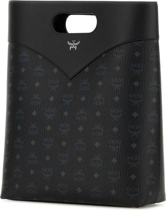 MCM Womens Diamond Vlm Shoulder Bag Black Fabric