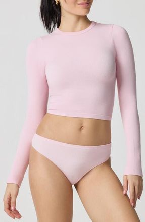 Florence By Mills Softie Seamless Long Sleeve Crop T-Shirt in Ballet Slipper at Nordstrom, Size Xx-Small