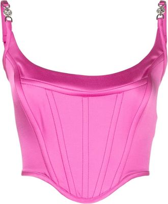 Versace Medusa 95 satin corset top - women - Acetate/Viscose - 38 - Pink