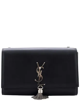 Saint Laurent Black Leather Classic Monogram Tassel Crossbody Medium (Authentic Pre-Loved)