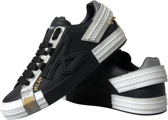 Dolce & Gabbana Black Leather Low Top Sneakers Portofino Mens Shoes