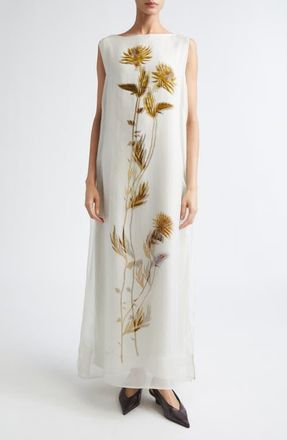 Altuzarra Jools Floral Silk Organza Evening Dress in Macadamia Shibori Flower at Nordstrom, Size 4 Us