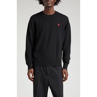 Ami Ami de Coeur Wool Crewneck Sweater in Black at Nordstrom, Size Xx-Large
