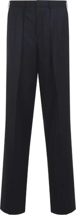 Tom Ford Subtiele Fijnstreep Dubbele Plooi Broek - Heren - Nette broeken - Blauw - XL - Wol - Broeken