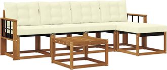 vidaXL Conjunto De Sof&aacute;s De Exterior 6 Uds. Natural Y Crema Vidaxl