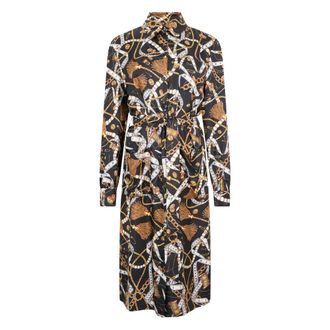 Moschino Kleedjes, Dames, Zwart, S, Leer, Midi overhemdjurk