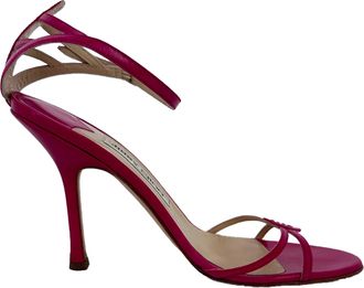 Jimmy Choo London Ankle Strap Sandal Heels in Pink Leather