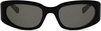 Celine Journey 57mm Geometric Sunglasses in Shiny Black /Smoke at Nordstrom