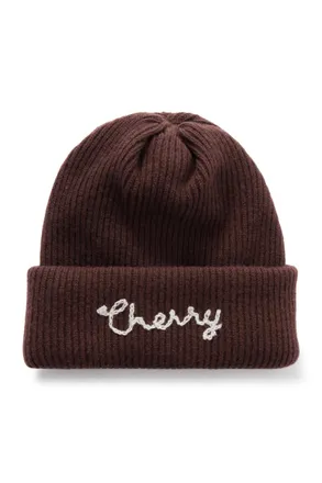 Cherry Los Angeles Logo-Embroidered Ribbed Cashmere Beanie