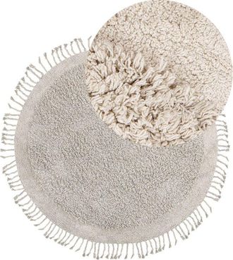 Beliani Rug BITLIS Light Beige &oslash; 140 cm Cotton