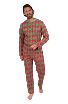 Leveret Mens Loose Fit Cotton Matching Family Holiday Pajamas, Classic & Geometric Patterns in Argyle Red & Green at Nordstrom, Size Xx-Large